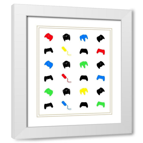 Gamer Pattern Colors White Modern Wood Framed Art Print with Double Matting by Villa, Mlli