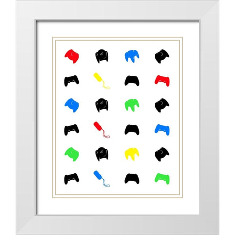 Gamer Pattern Colors White Modern Wood Framed Art Print with Double Matting by Villa, Mlli