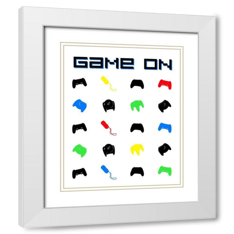 Gamer On Blue White Modern Wood Framed Art Print with Double Matting by Villa, Mlli