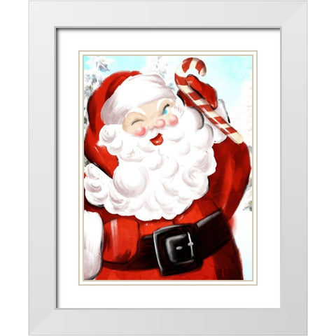 Santa Candy Cane White Modern Wood Framed Art Print with Double Matting by Villa, Mlli