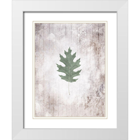 Washed Leaf White Modern Wood Framed Art Print with Double Matting by Villa, Mlli