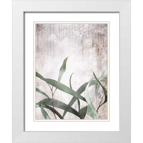 Washed Leaves White Modern Wood Framed Art Print with Double Matting by Villa, Mlli