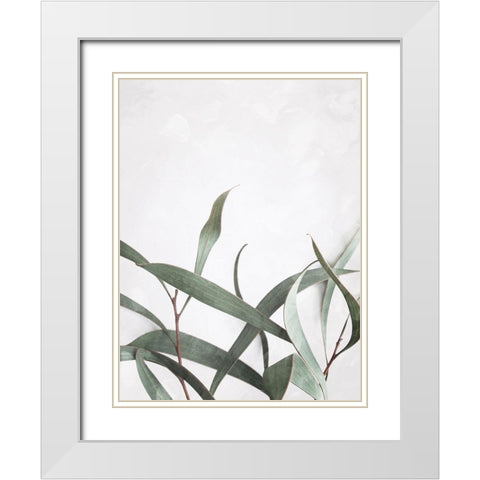Washed Simple Leaves White Modern Wood Framed Art Print with Double Matting by Villa, Mlli