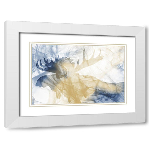 Moose Smoke Mate White Modern Wood Framed Art Print with Double Matting by Villa, Milli