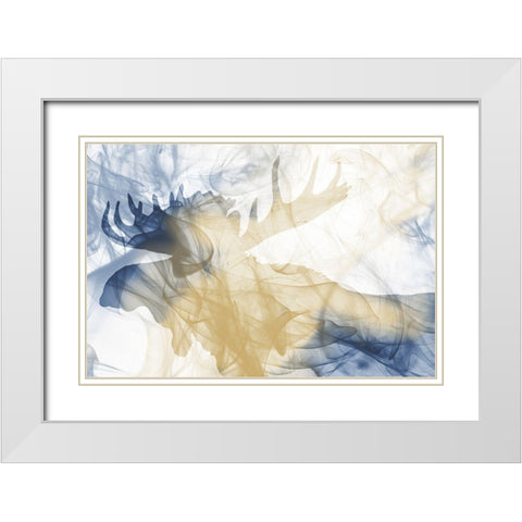 Moose Smoke Mate White Modern Wood Framed Art Print with Double Matting by Villa, Milli