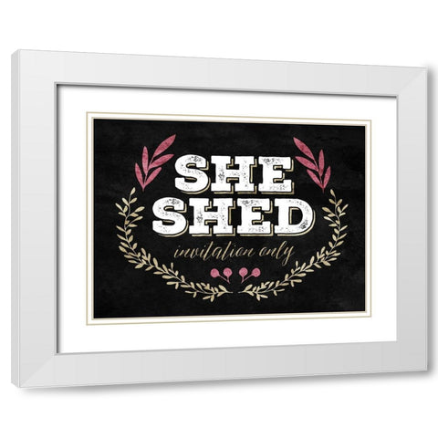 She Shed White Modern Wood Framed Art Print with Double Matting by Villa, Mlli
