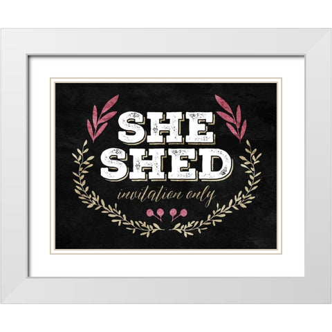 She Shed White Modern Wood Framed Art Print with Double Matting by Villa, Mlli