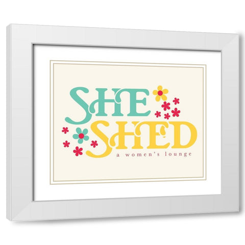 She Shed Lounge White Modern Wood Framed Art Print with Double Matting by Villa, Mlli