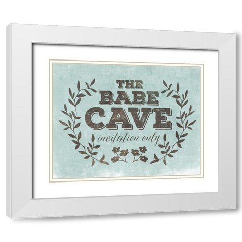 Babe Cave Teal White Modern Wood Framed Art Print with Double Matting by Villa, Mlli