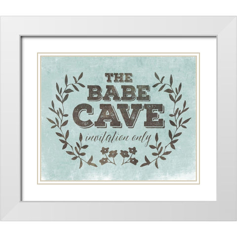 Babe Cave Teal White Modern Wood Framed Art Print with Double Matting by Villa, Mlli