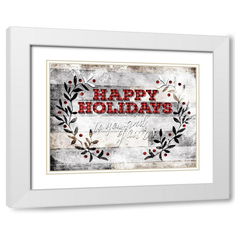 Happy Holidays White Modern Wood Framed Art Print with Double Matting by Villa, Mlli