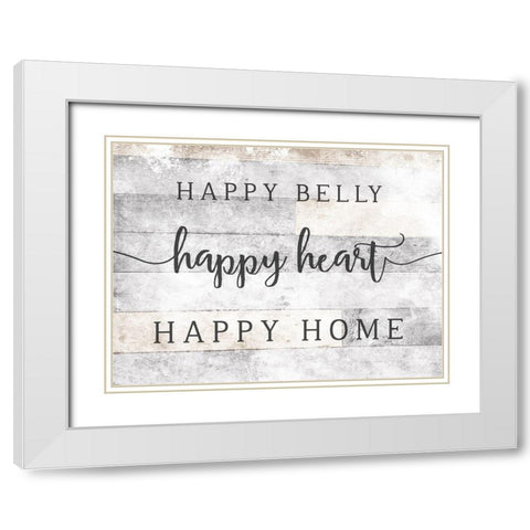 Happy Heart White Modern Wood Framed Art Print with Double Matting by Villa, Mlli