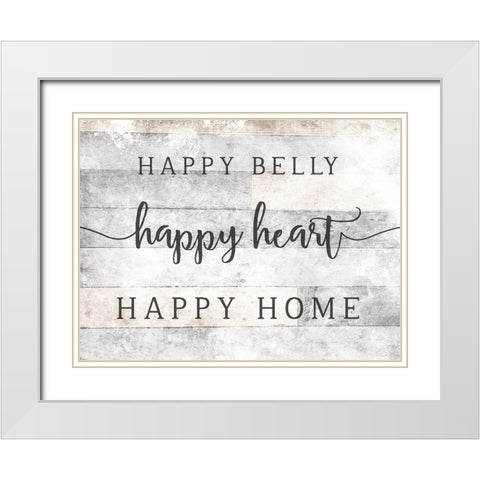 Happy Heart White Modern Wood Framed Art Print with Double Matting by Villa, Mlli
