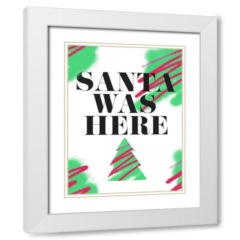 Santa Was Here White Modern Wood Framed Art Print with Double Matting by Villa, Milli