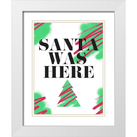 Santa Was Here White Modern Wood Framed Art Print with Double Matting by Villa, Milli