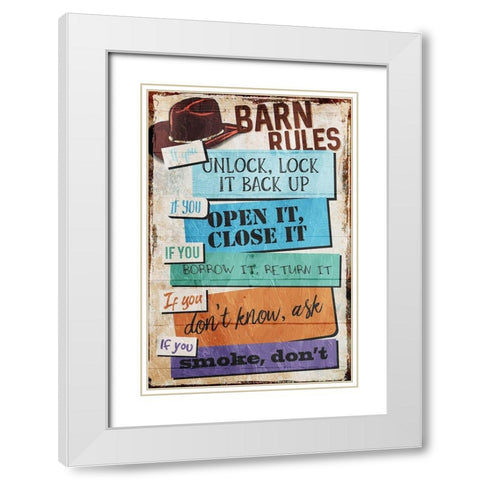 Barn Rules White Modern Wood Framed Art Print with Double Matting by Villa, Milli