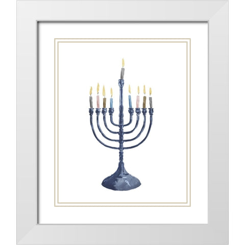 Menorah White Modern Wood Framed Art Print with Double Matting by Villa, Milli