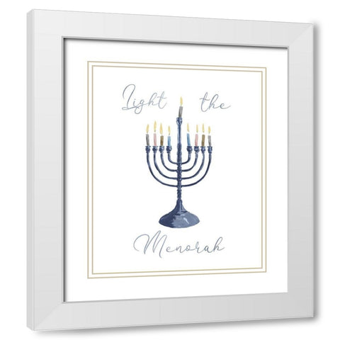 Light The Menorah White Modern Wood Framed Art Print with Double Matting by Villa, Milli