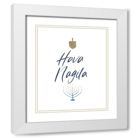 Hava Nagila White Modern Wood Framed Art Print with Double Matting by Villa, Milli