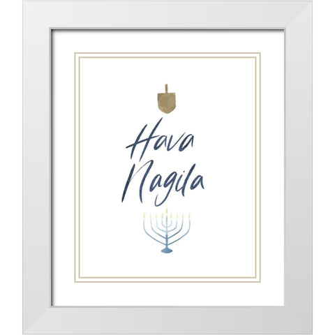 Hava Nagila White Modern Wood Framed Art Print with Double Matting by Villa, Milli