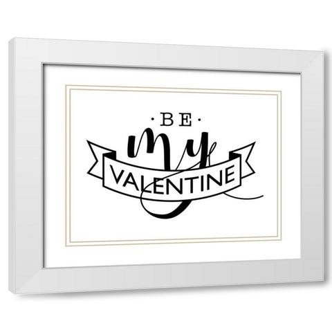 Be My V White Modern Wood Framed Art Print with Double Matting by Villa, Milli