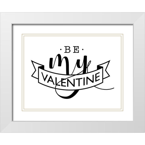 Be My V White Modern Wood Framed Art Print with Double Matting by Villa, Milli