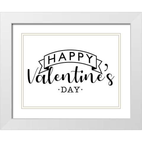 Happy V Day White Modern Wood Framed Art Print with Double Matting by Villa, Milli