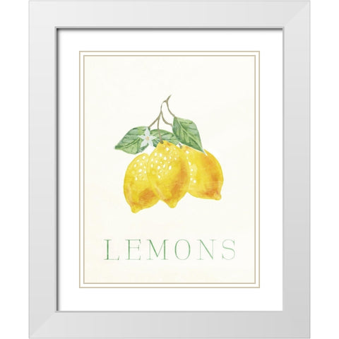 Clean Lemons White Modern Wood Framed Art Print with Double Matting by Villa, Milli