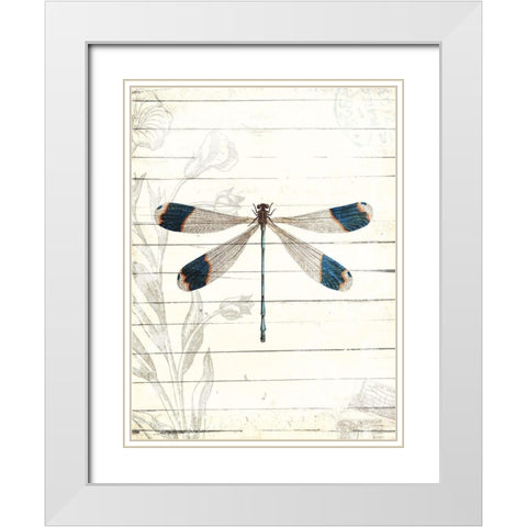 Dragonfly Look White Modern Wood Framed Art Print with Double Matting by Villa, Milli