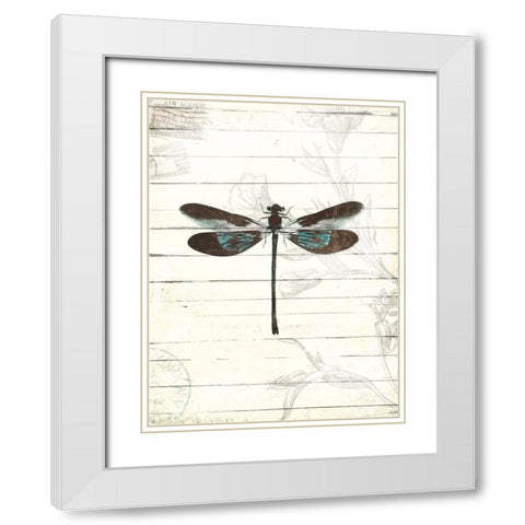 Dragonfly Look 2 White Modern Wood Framed Art Print with Double Matting by Villa, Milli