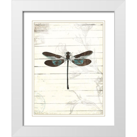 Dragonfly Look 2 White Modern Wood Framed Art Print with Double Matting by Villa, Milli