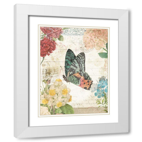 Butterfly Flowers 2 White Modern Wood Framed Art Print with Double Matting by Villa, Milli