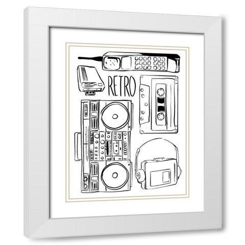 Retro Electronix White Modern Wood Framed Art Print with Double Matting by Villa, Milli