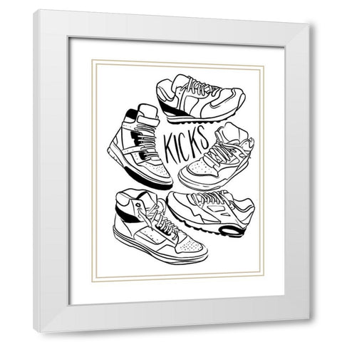 Retro Kicks White Modern Wood Framed Art Print with Double Matting by Villa, Milli