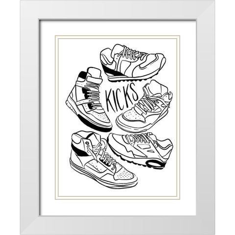 Retro Kicks White Modern Wood Framed Art Print with Double Matting by Villa, Milli