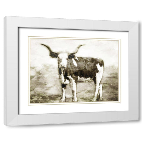 Look At The Cow White Modern Wood Framed Art Print with Double Matting by Villa, Milli