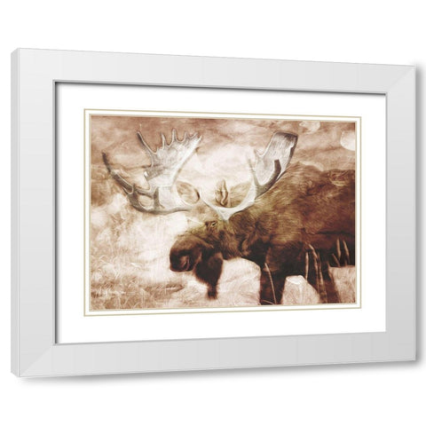 Look At The Moose White Modern Wood Framed Art Print with Double Matting by Villa, Milli