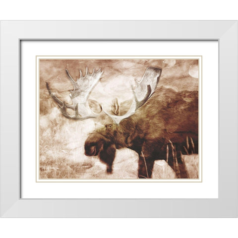 Look At The Moose White Modern Wood Framed Art Print with Double Matting by Villa, Milli