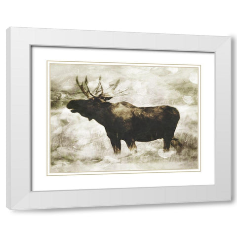Singing Moose White Modern Wood Framed Art Print with Double Matting by Villa, Milli
