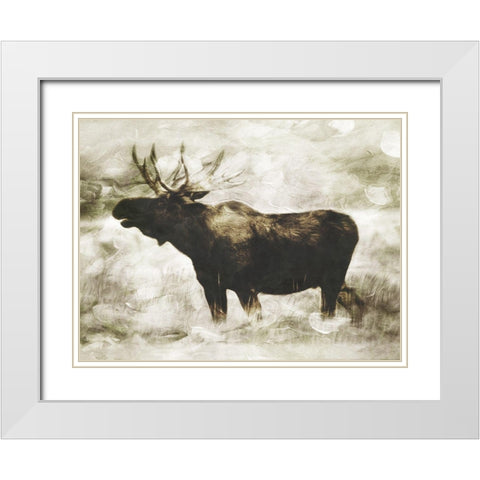 Singing Moose White Modern Wood Framed Art Print with Double Matting by Villa, Milli