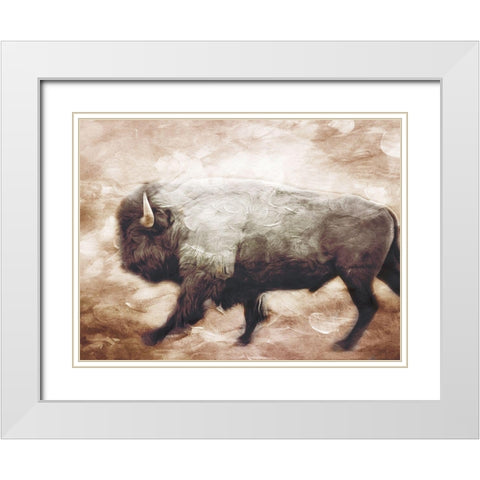 Buffalo Walk White Modern Wood Framed Art Print with Double Matting by Villa, Milli