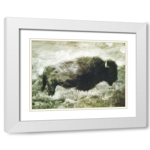 Buffalo Look White Modern Wood Framed Art Print with Double Matting by Villa, Milli