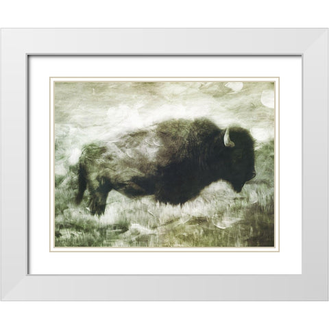 Buffalo Look White Modern Wood Framed Art Print with Double Matting by Villa, Milli