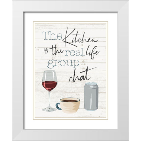 Kitchen Group Chat White Modern Wood Framed Art Print with Double Matting by Villa, Milli