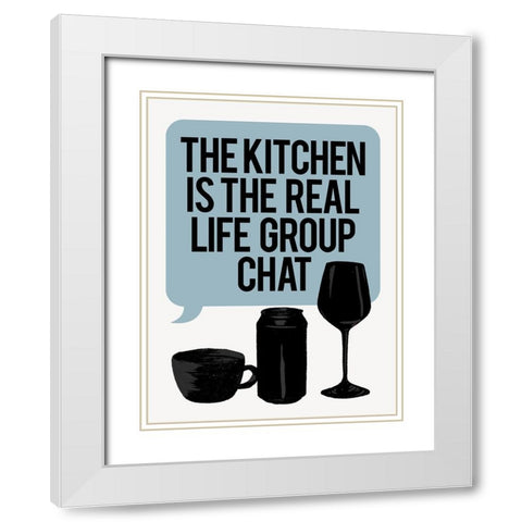 Bubble Kitchen Group Chat White Modern Wood Framed Art Print with Double Matting by Villa, Milli