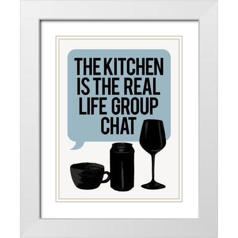 Bubble Kitchen Group Chat White Modern Wood Framed Art Print with Double Matting by Villa, Milli
