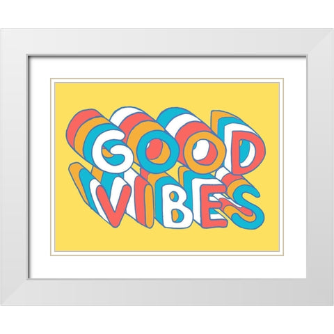 Good Vibes White Modern Wood Framed Art Print with Double Matting by Villa, Milli