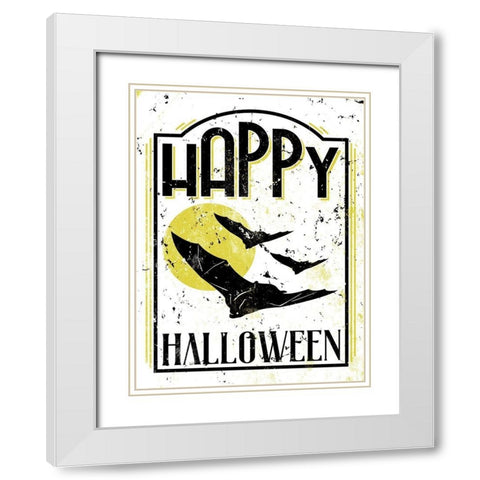 Happy Bat White Modern Wood Framed Art Print with Double Matting by Villa, Milli