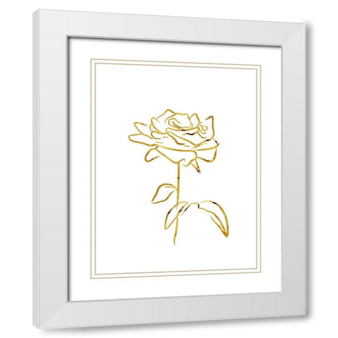 Simple Gold Flowers 1 White Modern Wood Framed Art Print with Double Matting by Villa, Milli