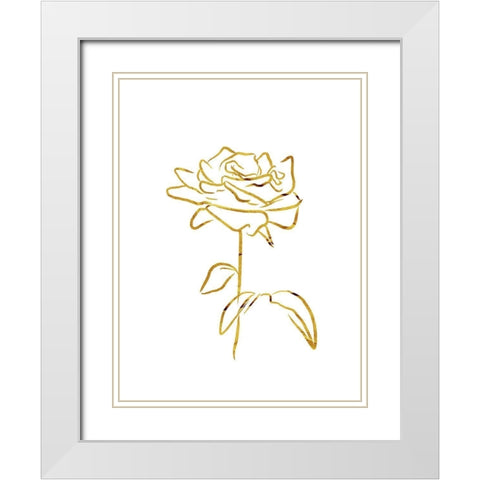 Simple Gold Flowers 1 White Modern Wood Framed Art Print with Double Matting by Villa, Milli